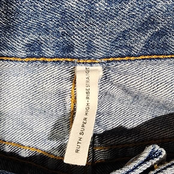 Rag & Bone Ruth Super High Rise Straight Size 29 Raw Hem Ripped Knee - Picture 7 of 11